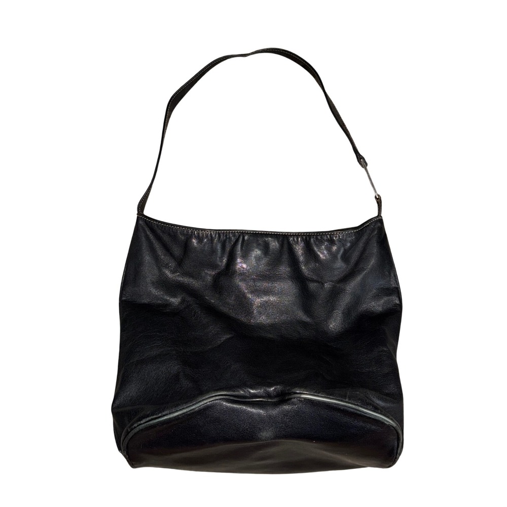 Lauren Ralph Lauren Hobo Bag Womens Medium Black Good Leather‎ LRL Logo Buckle